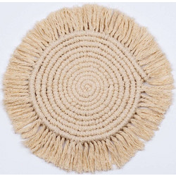 Σουπλά Μακραμέ 35301 Φ31cm Beige GloboStar 100% Βαμβάκι