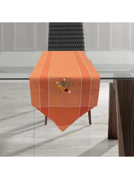 Ράνερ Λινό Cherry Πορτοκαλί 40x140cm