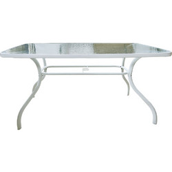 Τραπέζι μεταλλικό λευκό με τζάμι 150x90x73cm Evigri TRA46/15RW