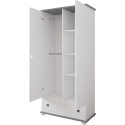 Δίθυρη ντουλάπα με συρτάρι Serca 83x46x183 cm White Grey