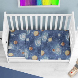 Dimcol Milky Way Σετ Βρεφικά Σεντόνια Κούνιας Βαμβακερά 120x160 Blue