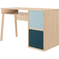 Larvik Γραφείο Με Δύο Πόρτες 123x56x77εκ. Blond Oak / Μπλε