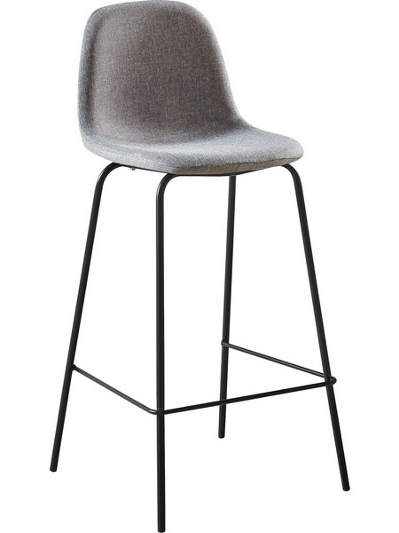 CELINA Σκαμπό BAR με Πλάτη, Κάθισμα H.67cm, Μέταλλο Βαφή Μαύρο, Ύφασμα Γκρι κωδ. 0706-Ε-00022241