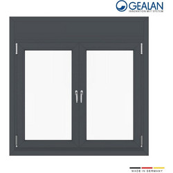 Δίφυλλο παράθυρο 160x150 με σίτα και ρολό Gealan Linear Ανθρακί