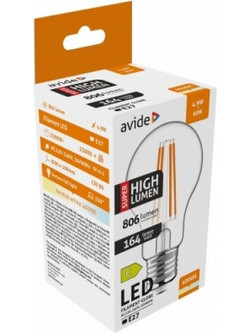 Avide LED Λάμπα Filament Σφαίρα 4.9W E27 A60 NW 4000K Super High Lumen