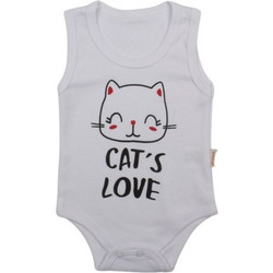 Κορμάκι Βρεφικό Αμάνικο Cat's Love R9002 - ΛΕΥΚΟ