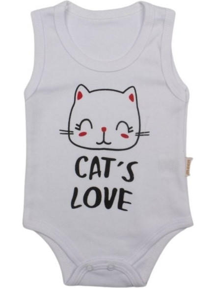 Κορμάκι Βρεφικό Αμάνικο Cat's Love R9002 - ΛΕΥΚΟ