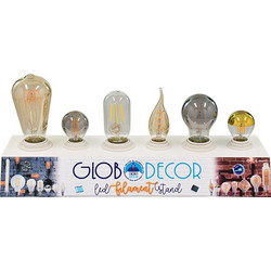 GloboStar(R) 99800 Stand Δειγματισμού Λαμπτήρων LED με 3 x E14 & 3 x E27 Ντουί με Καλώδιο 1,3 Μέτρα Διακόπτη On / Off GloboDecor