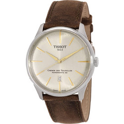 Tissot Chemin Des Tourelles Ανδρικό Ρολόι Αυτόματο με Καφέ Δερμάτινο Λουράκι T139.407.16.261.00
