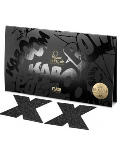 BIJOUX - INDISCRETS FLASH CROSS BLACK NIPPLE CAPS