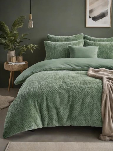 Παπλωματοθήκη Teddy Fur Χρώματος Πράσινο 240 x 220 SLEEPTIME 8720578100446