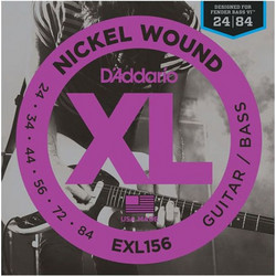 D'Addario EXL156 Σετ 6 Χορδές Ηλεκτρικού Μπάσου Nickel Plated Steel 24-84"