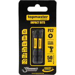 Μύτες κατσαβιδιού Impact Σταυρός με Μέγεθος PZ2 50mm 2τεμ. 338734 TOP MASTER