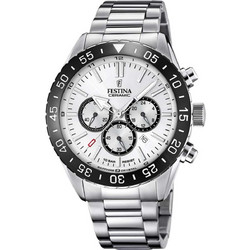 Festina Ανδρικό Ρολόι Χρονογράφος με Ασημί Μεταλλικό Μπρασελέ F20575/1