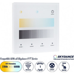 GloboStar 73151 T12-S SKYDANCE Ασύρματο DMX512 Επιτοίχιο Χειριστήριο RF 2.4Ghz 1 Group για όλα τα SKYDANCE DMX512 Controller AC 100-240V Max 0.1A - IP20 Μ8.5 x Μ8.5 x Π8.5 x Υ3.5cm