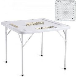 Πτυσσόμενο Τραπέζι Mahjong VEVOR για 4 Παίκτες με Θήκες Ποτηριών & Δίσκους για Μάρκες - Λευκό SDMJZBSDMNGPT73ZQV0