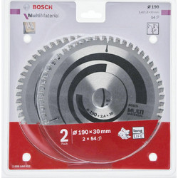 Bosch 2608644652 Δίσκος Κοπής Αλουμινίου 190mm με 54 Δόντια 2τμχ