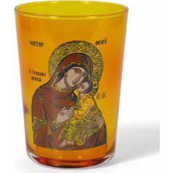Επιτραπέζιο Καντήλι Ποτήρι 500ml Μελί (Διάμετρος 8,8 εκ. | Ύψος 12 εκ.) - Χειροποίητο Ελληνικό