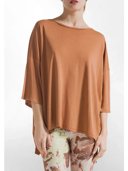 DEHA T-SHIRT OVERSIZE ΚΑΦΕ ΜΕ ΣΤΡΟΓΓΥΛΗ ΛΑΙΜΟΚΟΨΗ ΑΝΕΤΗ ΕΦΑΡΜΟΓΗ