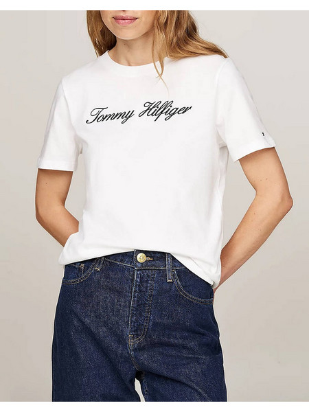 TOMMY HILFIGER NOS SCRIPT REGULAR C-NK SS WW0WW43459-02Z Ecru