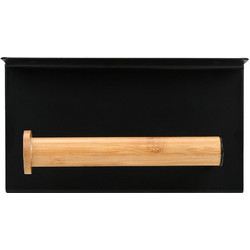 Estia ESTIA ΧΑΡΤΟΘΗΚΗ ΕΠΙΤΟΙΧΙΑ BAMBOO ESSENTIALS ΜΕ ΘΕΣΗ ΓΙΑ ΚΙΝΗΤΟ ΜΕΤΑΛΛΙΚΗ ΜΑΥΡΗ
