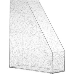 Θήκη Χαρτιών Πλαστική Διάφανη Ασημί Glitter 23x8x28cm