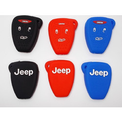 Προστατευτική θήκη κλειδιού JEEP με 3 + panic κουμπιά από σιλικόνη Μαύρο/Μπλε/Κόκκινο
