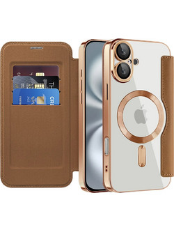 Techsuit - Smartmag Book Case - Iphone 16 Plus - Brown