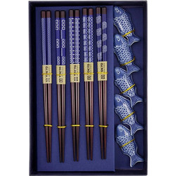 Τσοπστικς με Βάση Tokyo Design Studio Giftset Chopsticks with Fish Rests 5 Pairs