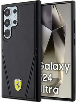 Ferrari Hot Stamp V Lines MagSafe Back Cover Black (Samsung Galaxy S24 Ultra)