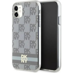 DKNY IML Checkered Mono Pattern & Printed Stripes MagSafe Θήκη Beige (iPhone 11 / XR)
