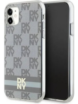 DKNY IML Checkered Mono Pattern & Printed Stripes MagSafe Θήκη Beige (iPhone 11 / XR)