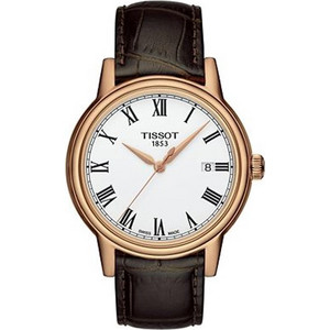 ΡΟΛΟΙ TISSOT T0854103601300 TISSOT T-Classic Carson Rose Gold Brown Leather Strap