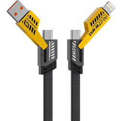 POWERTECH καλώδιο USB-C/USB σε USB-C/Lightning PTR-0164, 65W, 480Mbps, 1m, μαύρο