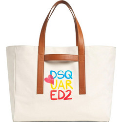 CAPSULE CANVAS LEATHER SHOPPER BAG MEN DSQUARED2