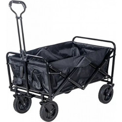 Μαύρο Φορητό Πολυλειτουργικό Αναδιπλούμενο Υφασμάτινο Καρότσι με Μεταλλικό Σκελετό 70x45x49 cm
