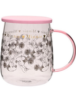 DISNEY - Minnie - Glass Mug with Lid 18oz