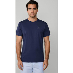 Hackett ανδρικό T-shirt με κεντημένο λογότυπο Classic Fit - HMU20013 Μπλε Σκούρο