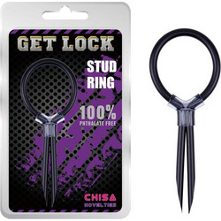CalExotics Get Lock Stud Ring Ρυθμιζόμενο Ελαστικό Δαχτυλίδι Πέους Σιλικόνης 4cm Μαύρο