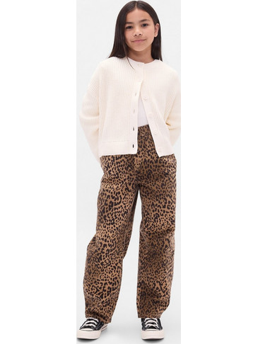 Παιδικό High Rise Easy Barrel Τζιν Παντελόνι Leopard print