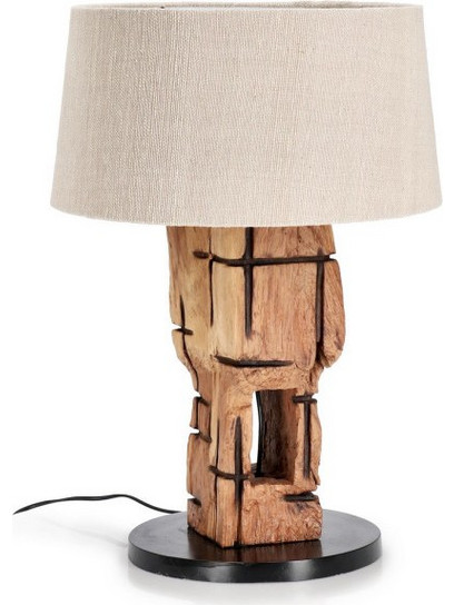 Bizzotto Kleta Επιτραπέζιο Φωτιστικό Ξύλινο Teak Natural/Μπεζ O45x53