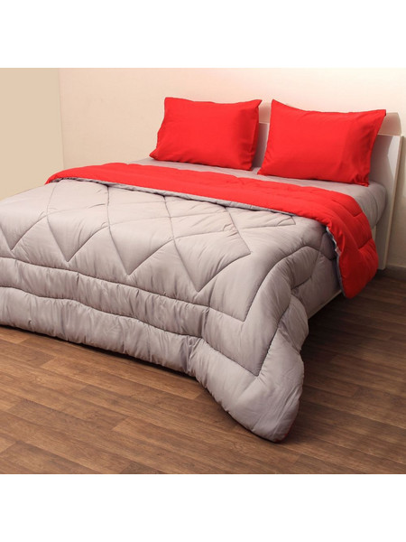 Viopros Πάπλωμα Υπέρδιπλο Microfiber Microfiber 220x240 Γκρι/Κόκκινο