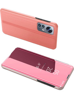 Clear View Case cover for Xiaomi 12 Lite cover with a flap pink