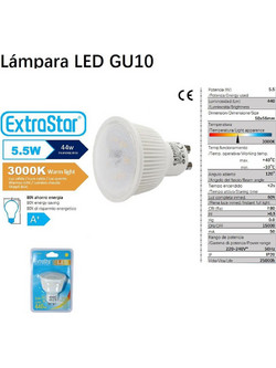 Λάμπα LED για Ντουί GU10 5.5W 440LM Θερμό Λευκό 3000K ExtraStar 97910