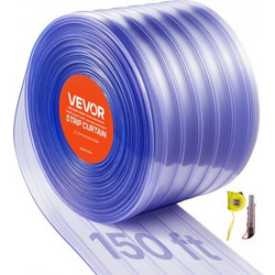VEVOR Διάφανη Κουρτίνα PVC, 45.7μ Μήκος x 30.5εκ Πλάτος, Ανθεκτικές Πλαστικές Λωρίδες για Καταστήματα και Αποθήκες JZPVCML150FT6TWDI001V0