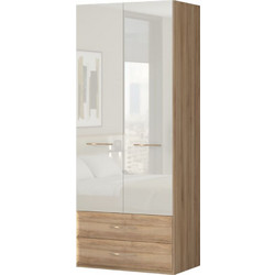 PoliHome Δίφυλλη Ντουλάπα Ρούχων Giallo 2D2S Λευκή 92x57x224cm 161636509