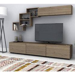 Σύνθεση Τηλεόρασης Free Megapap Χρώμα Καρυδί 210x35x38εκ