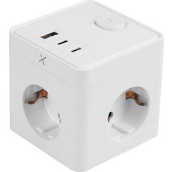 Πολύπριζο Ασφαλείας Κύβος 3 Θέσεων με 3 Θύρες USB