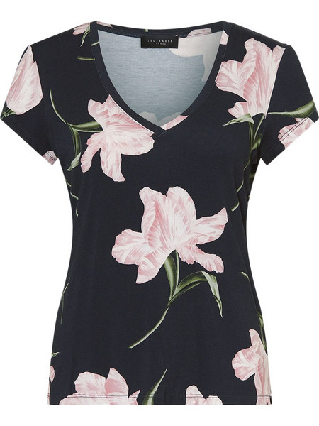 T-Shirt Vaiiley Printed V Neck Fitted 282513 navy