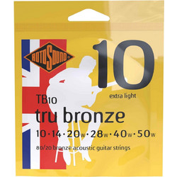Rotosound TB10 Σετ 6 Χορδές Ακουστικής Κιθάρας 80/20 Bronze 10-50" Extra Light Tension